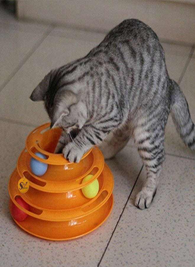 Sage Square Cat's Plastic 3 Layers Pet Intelligence Crazy Play Tray Toys (Colour May Vary) - Image 5